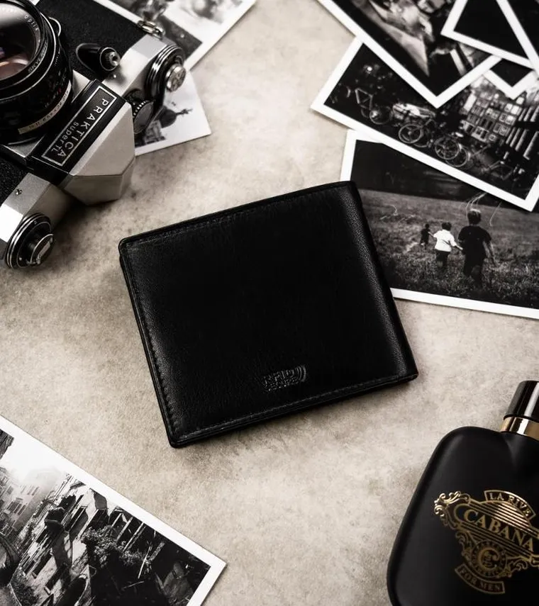 Zestaw prezentowy: Portfel, Brelok, czarny, skórzany, Peterson