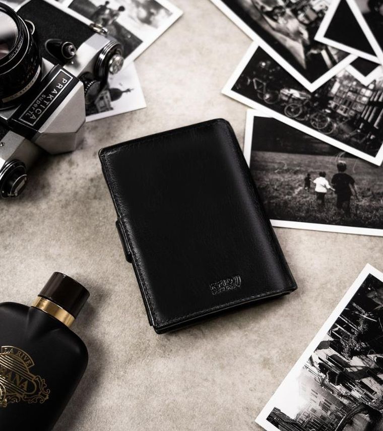 Zestaw prezentowy: Portfel, Brelok, czarny, skórzany, Peterson