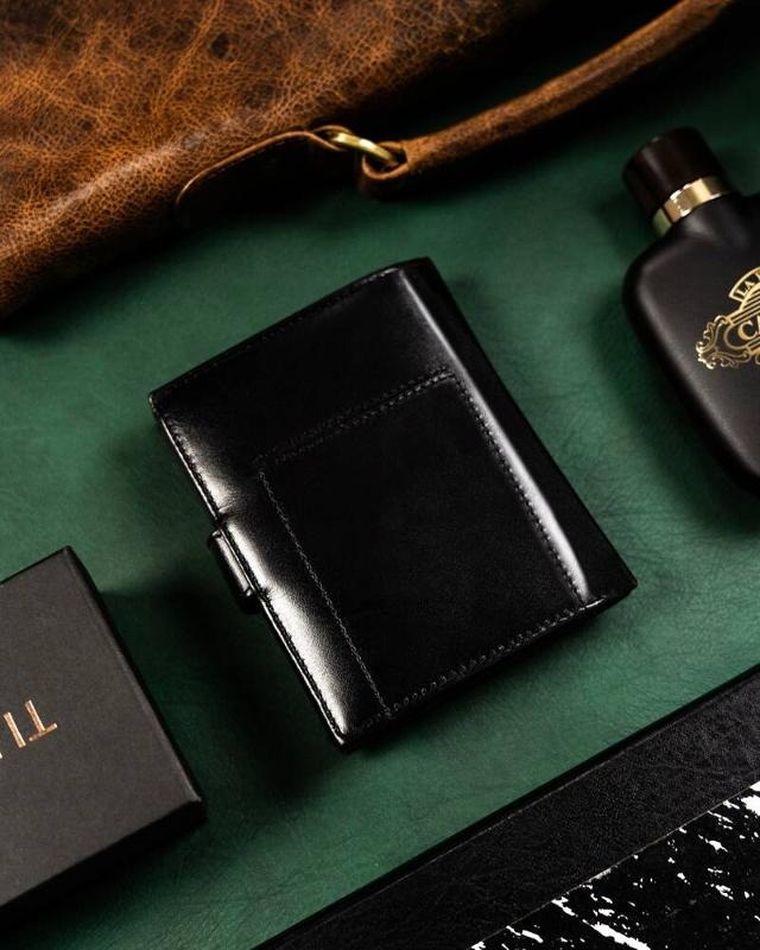 Zestaw prezentowy: Portfel skórzany, Brelok, czarny, Peterson