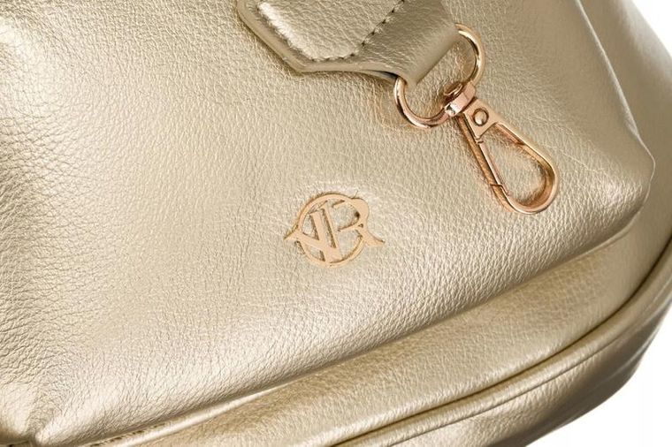 Zestaw: Saszetka na ramię, Portmonetka, złota, skóra ekologiczna, Rovicky