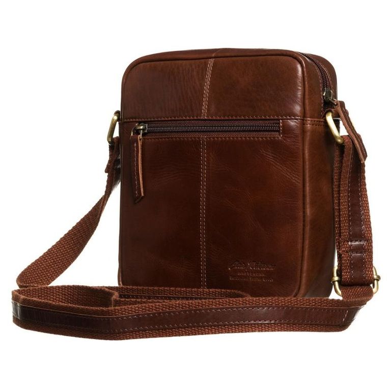 Zestaw, Torba listonoszka, Etui na klucze, brązowy, skórzany, Peterson