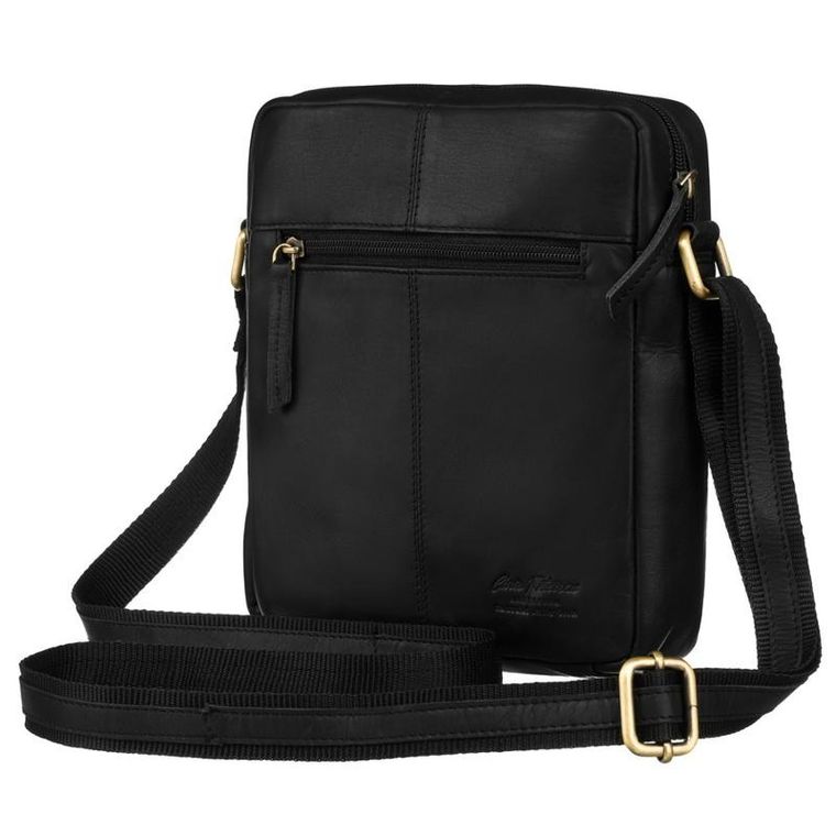 Zestaw, Torba listonoszka, Etui na klucze, czarny, skórzany, Peterson