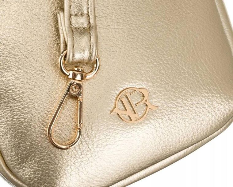 Zestaw: Torebka listonoszka, Portmonetka, złoty, skóra ekologiczna, Rovicky