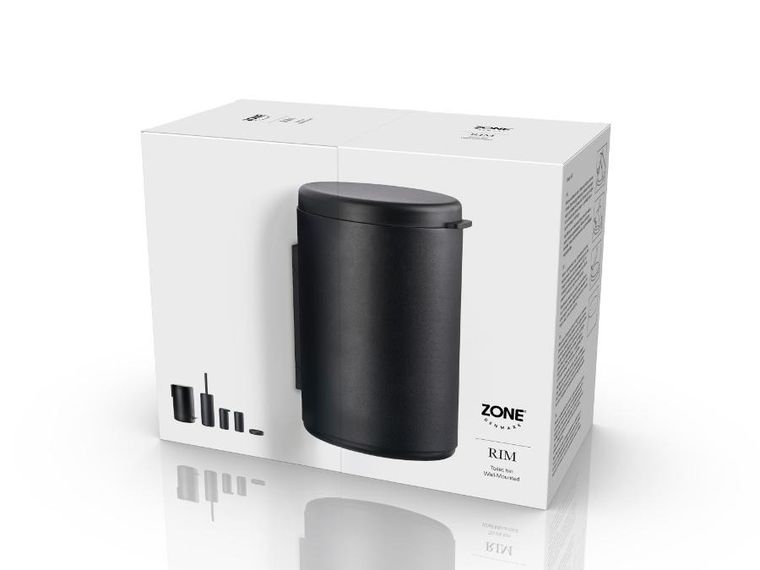 Zone Denmark, Rim, ścienny kosz łazienkowy, Black, 3,3l