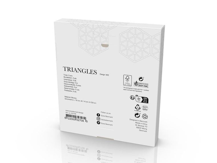 Zone Denmark, Triangles, podkładki pod naczynia, rosemaru/matcha/olive taupe, 3 szt.