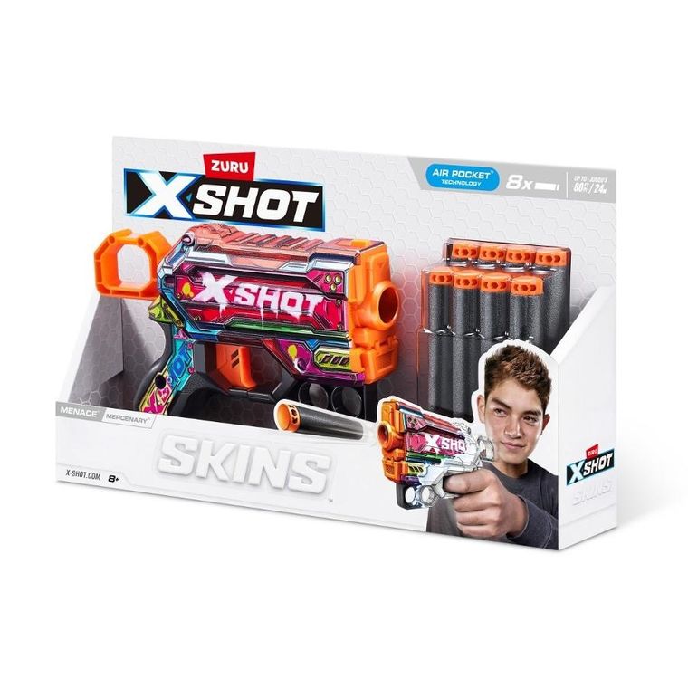 Zuru, X-Shot, Skins Menace, Mercena, wyrzutnia, 8 strzałek