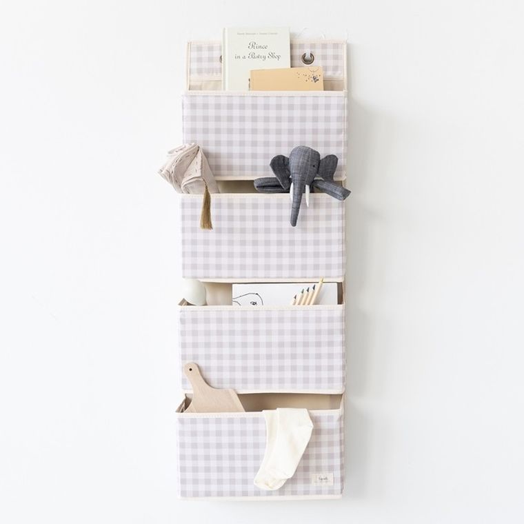 3 Sprouts, Gingham, organizer na drzwi wiszący, beige