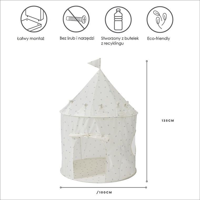 3 Sprouts, namiot dla dzieci, Recycled, Blueberry Ivory