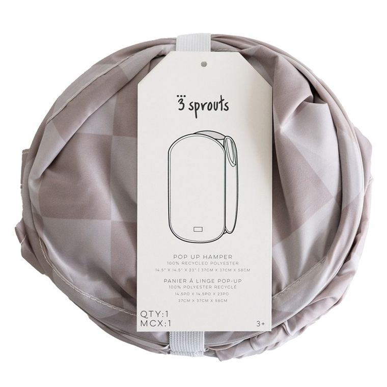 3 Sprouts, Pop-up, Checkerboard, kosz na pranie i zabawki, beige