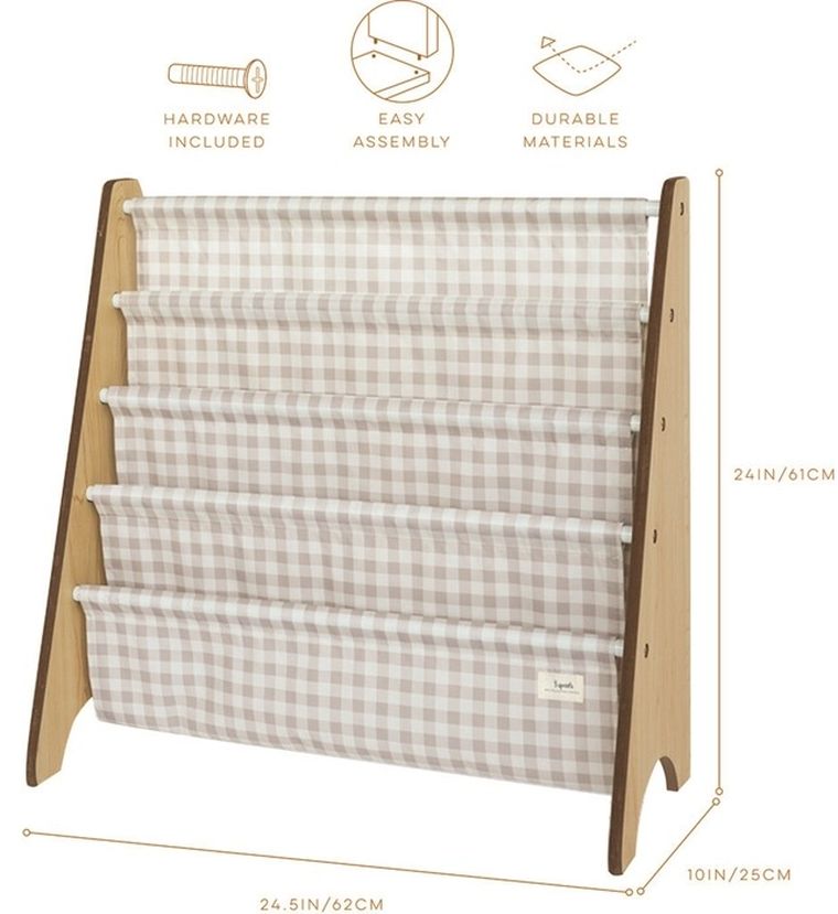 3 Sprouts, Recycled Gingham, stojak na książki, Beige
