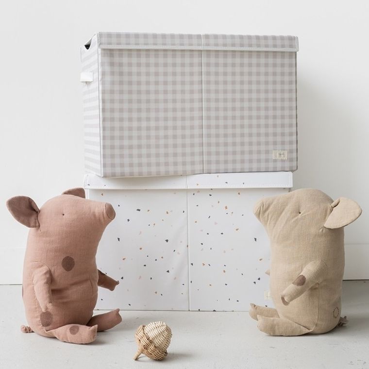 3 Sprouts, Recycled, pudełko zamykane, gingham beige