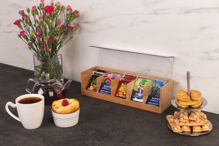 5five Simply Smart, drewniana herbaciarka, 5 przegródek, bambus