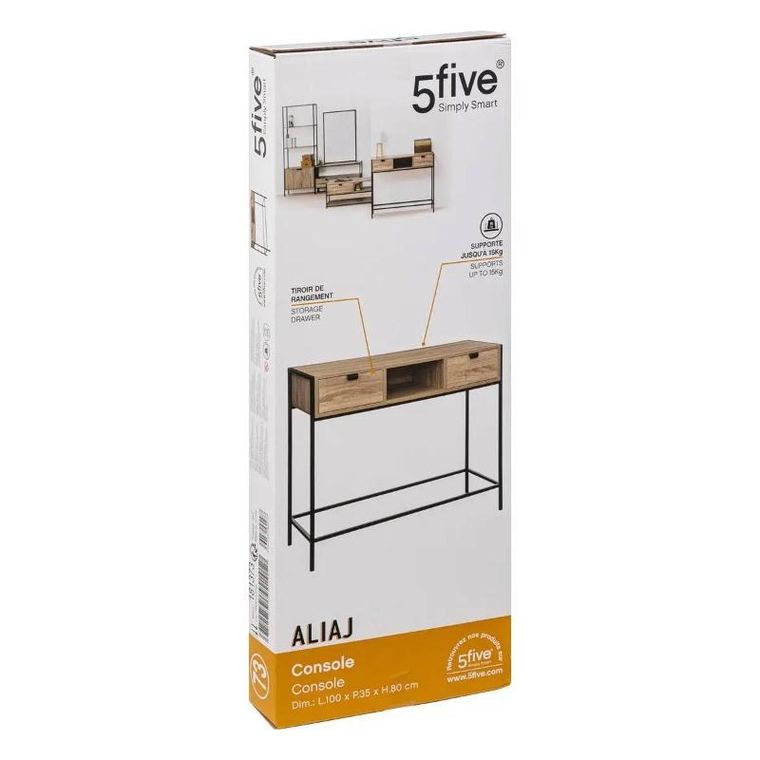 5five Simply Smart, konsola loft Aliaj, 100-35-80 cm