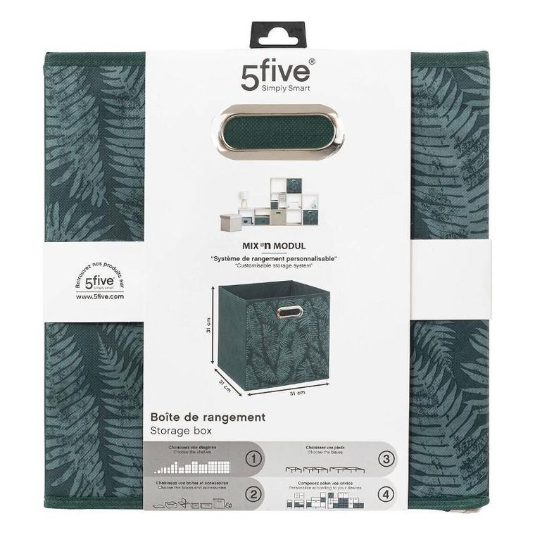 5five Simply Smart, Mix'n'modul, pojemnik do przechowywania, z wzorem liści