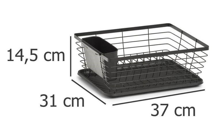 5five Simply Smart, ociekacz do naczyń z pojemnikiem na sztućce, czarny