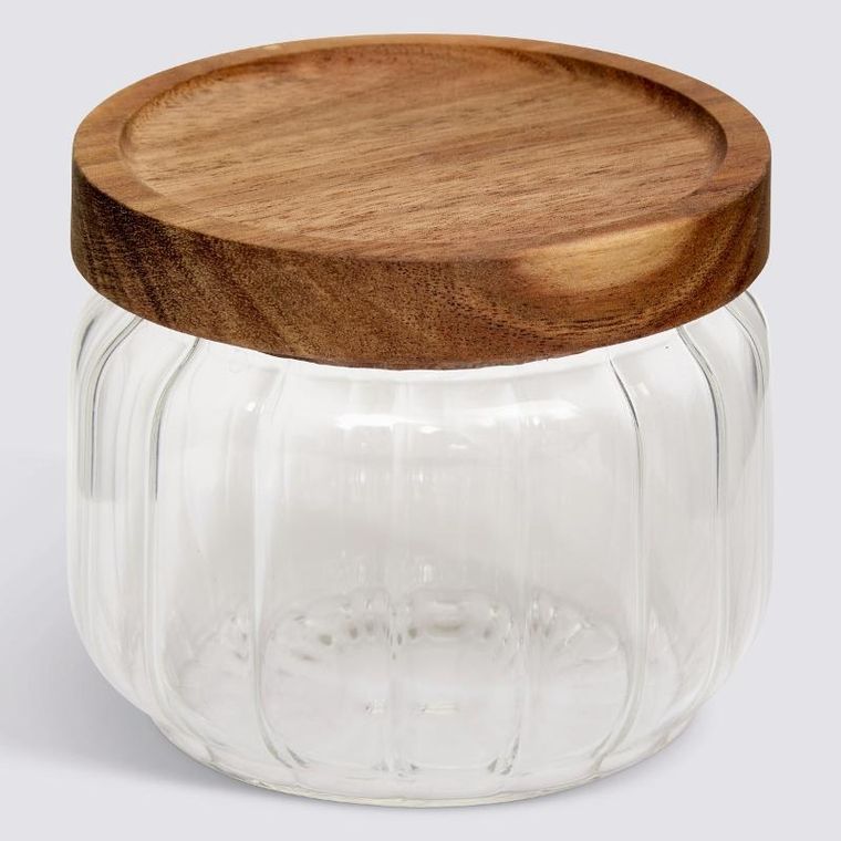 5five Simply Smart, szklany pojemnik na żywność, Harmony, z drewnianą pokrywką