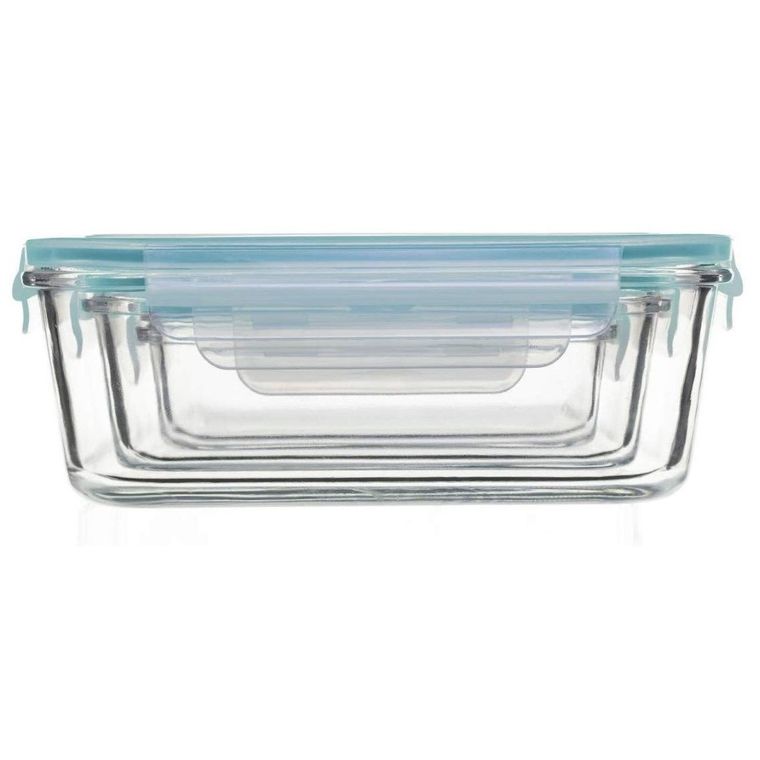 5five Simply Smart, zestaw szklanych pojemników na żywność 530 ml, 800 ml, 1800 ml, transparentny