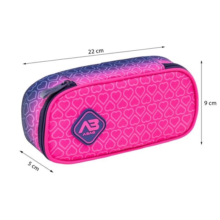 Abag, piórnik owalny, hexagon pink ombre