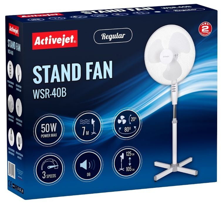 Activejet, wentylator stojący, Regular, WSR-40B, biały