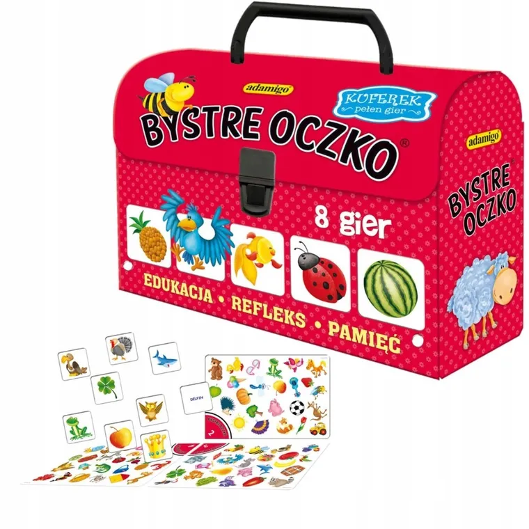 Adamigo, Kuferek pełen gier, Bystre Oczko, zestaw 8 gier edukacyjnych