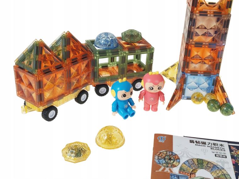 Adar, klocki magnetyczne ze światłem, 110 elementów