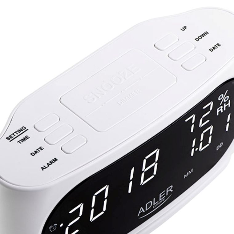 Adler, zegar z budzikiem, pomiarem temperatury i wilgotności