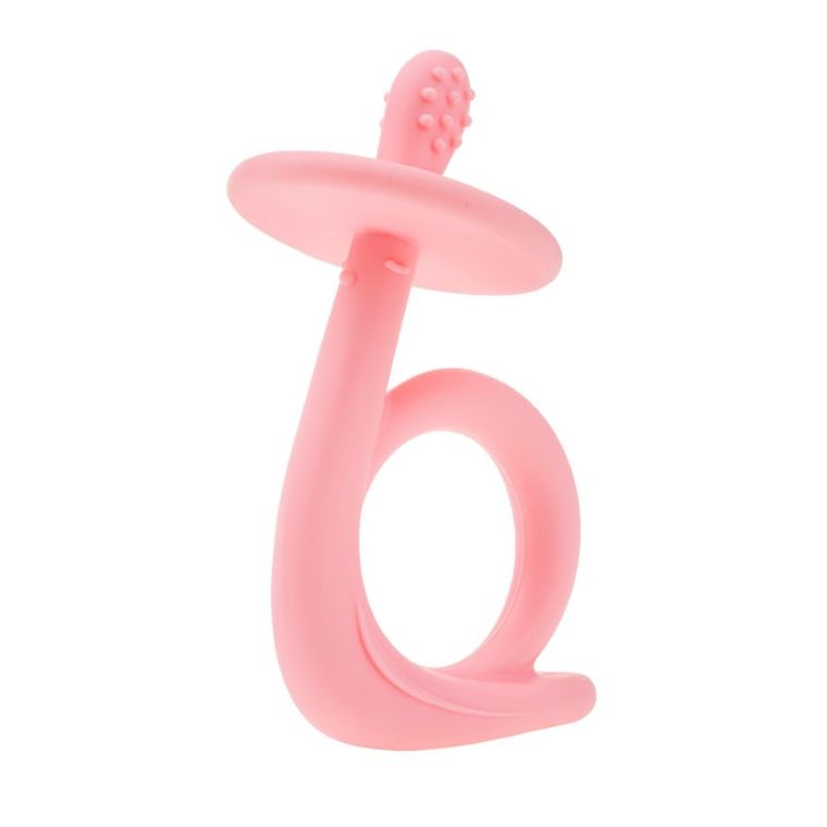 Akuku, gryzak silikonowy, ślimak, różowy