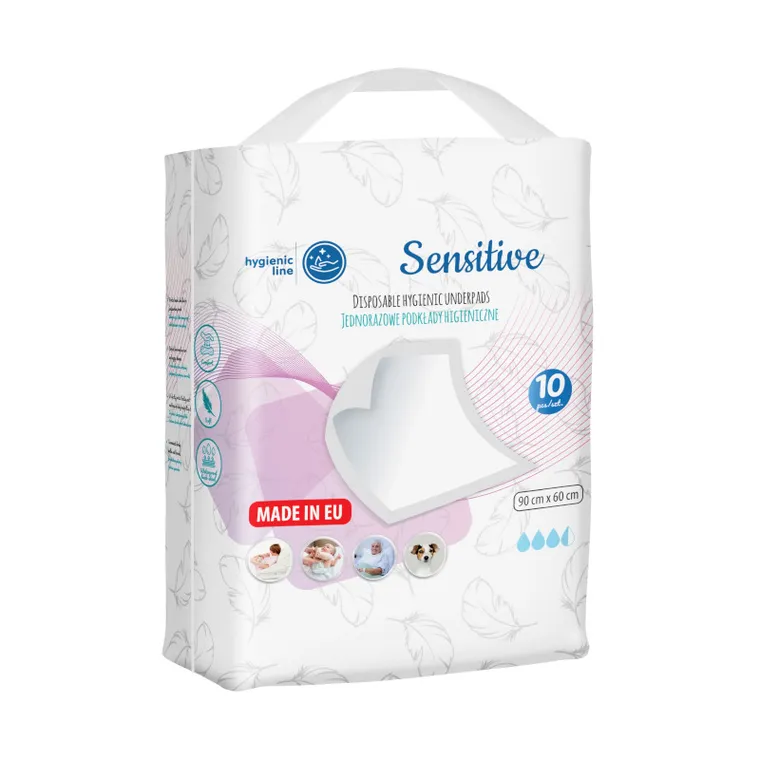 Akuku, Sensitive, jednorazowe podkłady higieniczne, 60-90 cm, 10 szt.