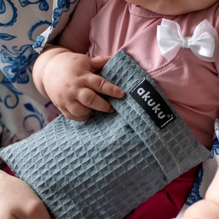 Akuku, termofor z pestek wiśni, grey, 13-16 cm