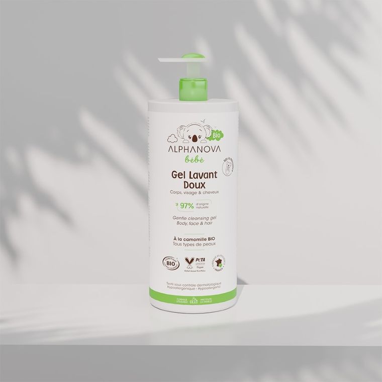 Alphanova Bebe Bio, delikatny żel myjący dla niemowląt 2w1, 1000 ml