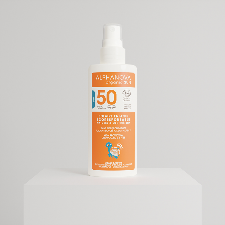 Alphanova Sun Kids, bio spray przeciwsłoneczny, filtr 50, 125g
