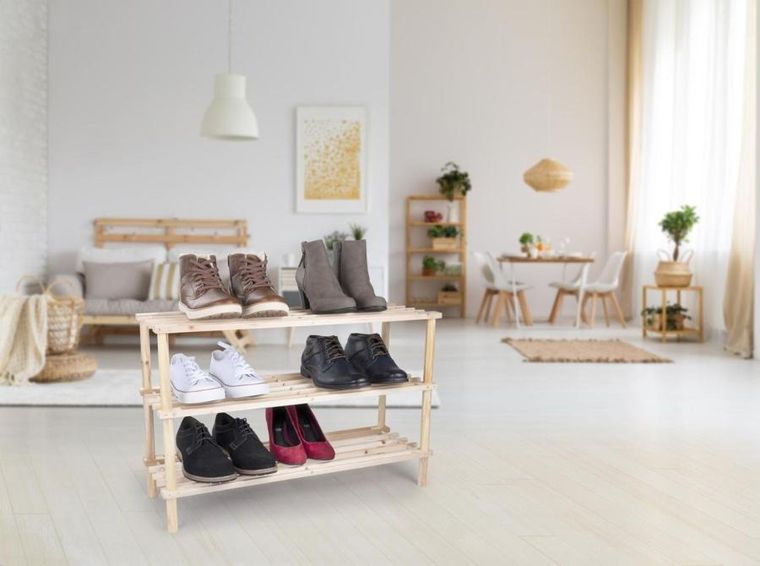 Alpina, drewniany regał na buty, 3-poziomowy