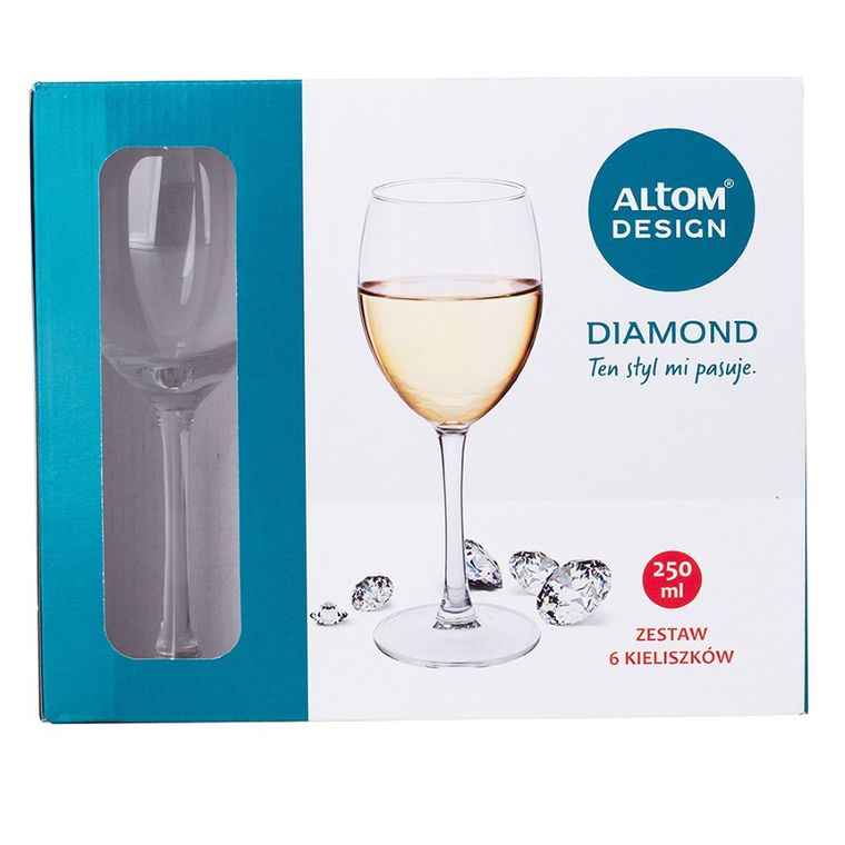Altom Design, Diamond, komplet 6 kieliszków, wino białe, 250 ml