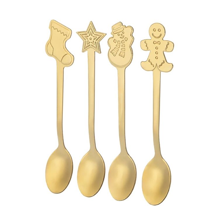 Altom Design, komplet 4 łyżeczek dekorowanych, color box, złoty