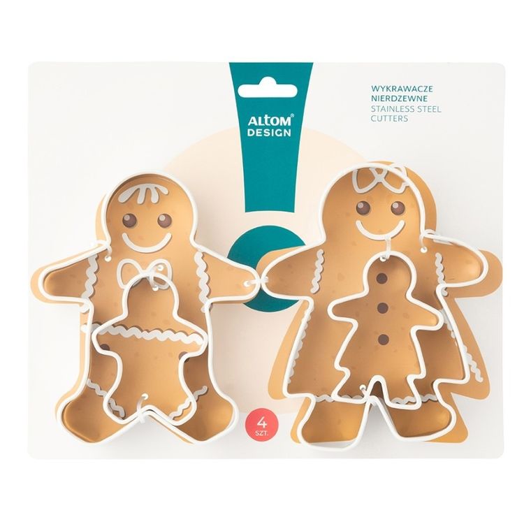 Altom Design, komplet 4 wykrawaczy nierdzewnych, Ciastuś