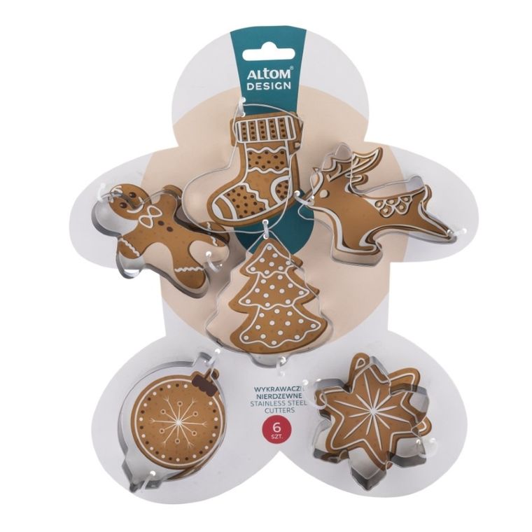 Altom Design, komplet 6 wykrawaczy nierdzewnych, Christmas Bakeshop