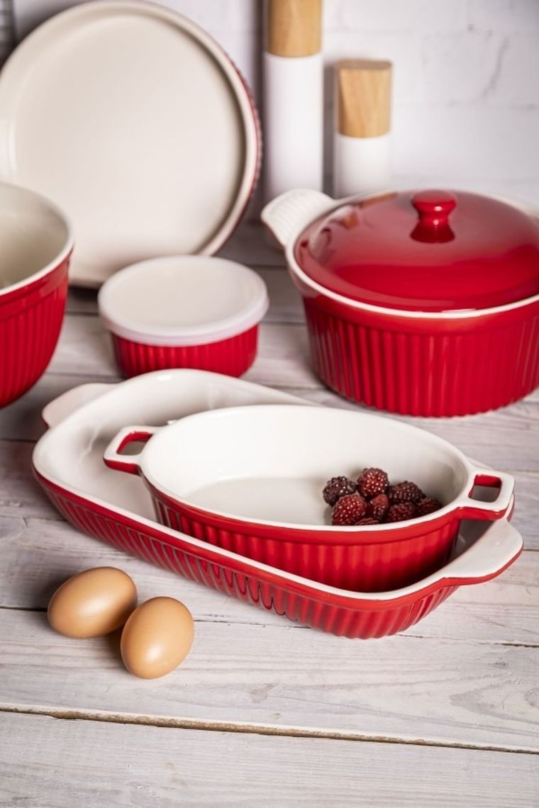 Altom Design, Red Chilli, naczynie ceramiczne do tarty, 24-3,5 cm, 800 ml