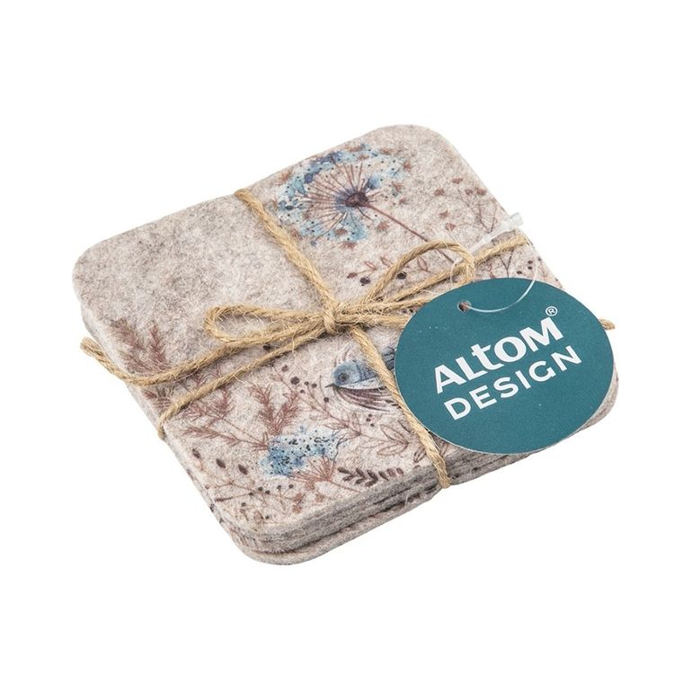 Altom Design, Serenity, podkładki filcowe, kwadratowe, 10-10-0,3 cm, 4 szt.