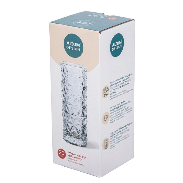 Altom Design, wazon szklany, 20 cm, kwiaty
