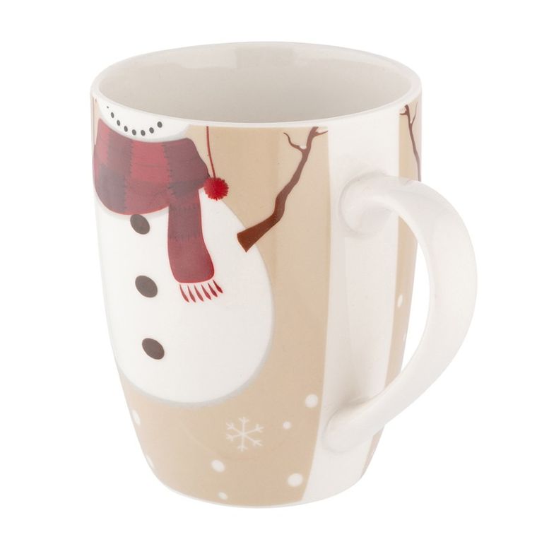 Altom Design, zimowy kubek baryłka nbc, 340 ml, z maskotką, bałwanek, w opasce