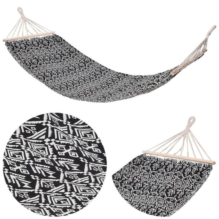 Ambiance, hamak jednoosobowy, czarno-biały, 200-80 cm