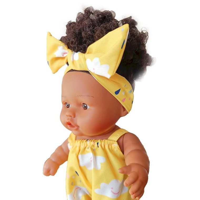 Anek dla Dzieci, lalka bobas z kokardą, żółta