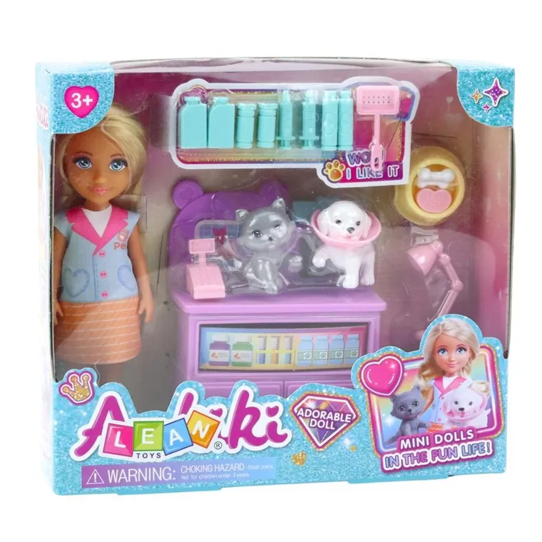 Ankiki, laleczka weterynarz z pieskiem i kotem