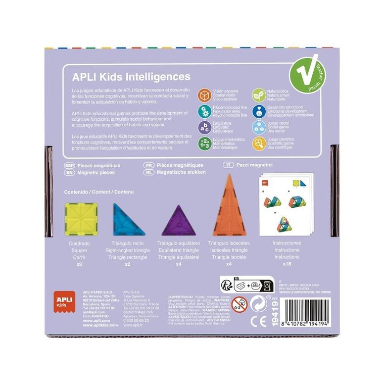 Apli Kids, klocki magnetyczne, 18 elementów