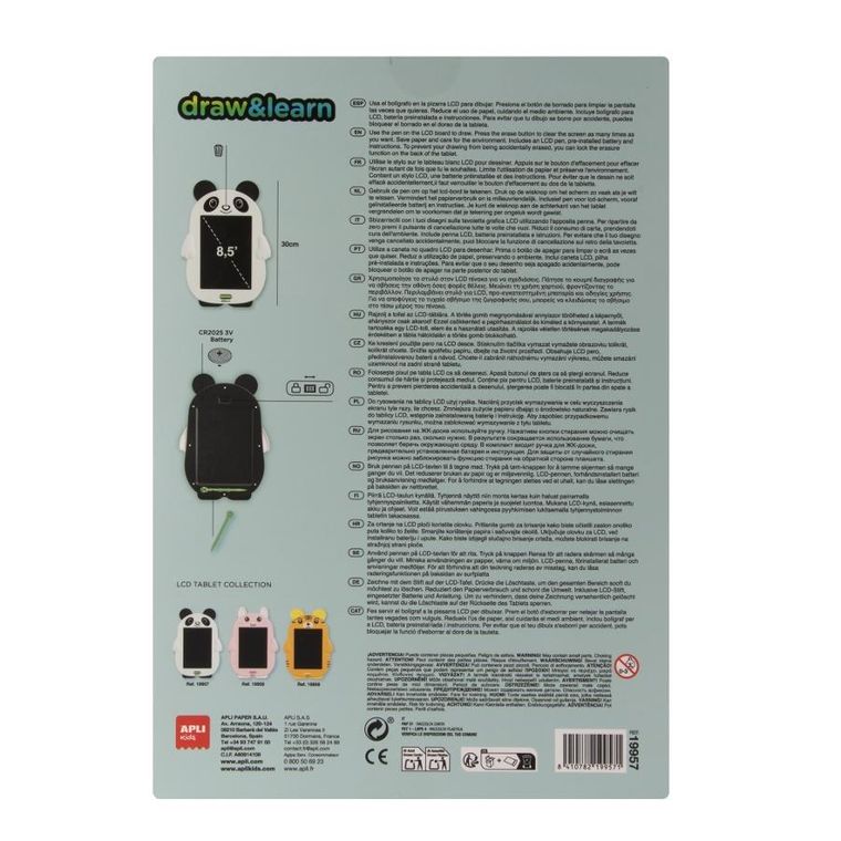 Apli Kids, magiczny tablet do rysowania LCD, panda