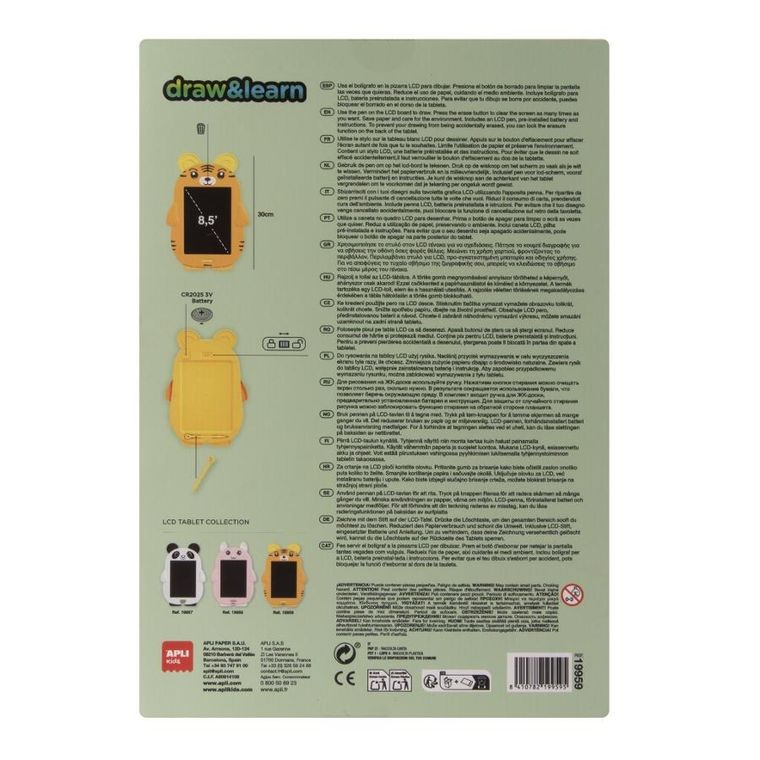 Apli Kids, magiczny tablet do rysowania LCD, tygrys