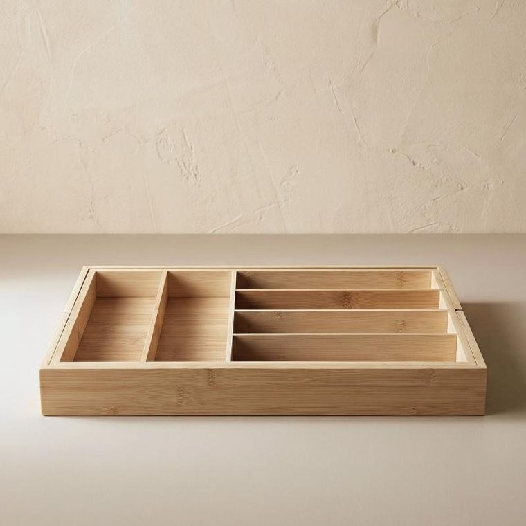 Aromelio, Vario, rozkładany organizer na sztućce, bambusowy, 53-33-43 cm