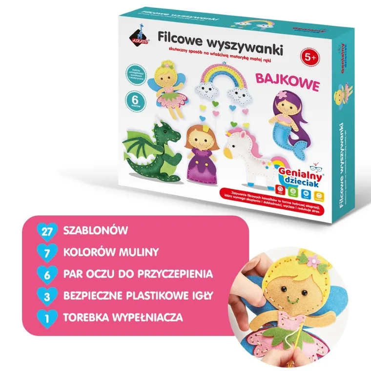 Askato, Genialny dzieciak, baśnie, filcowe wyszywanki