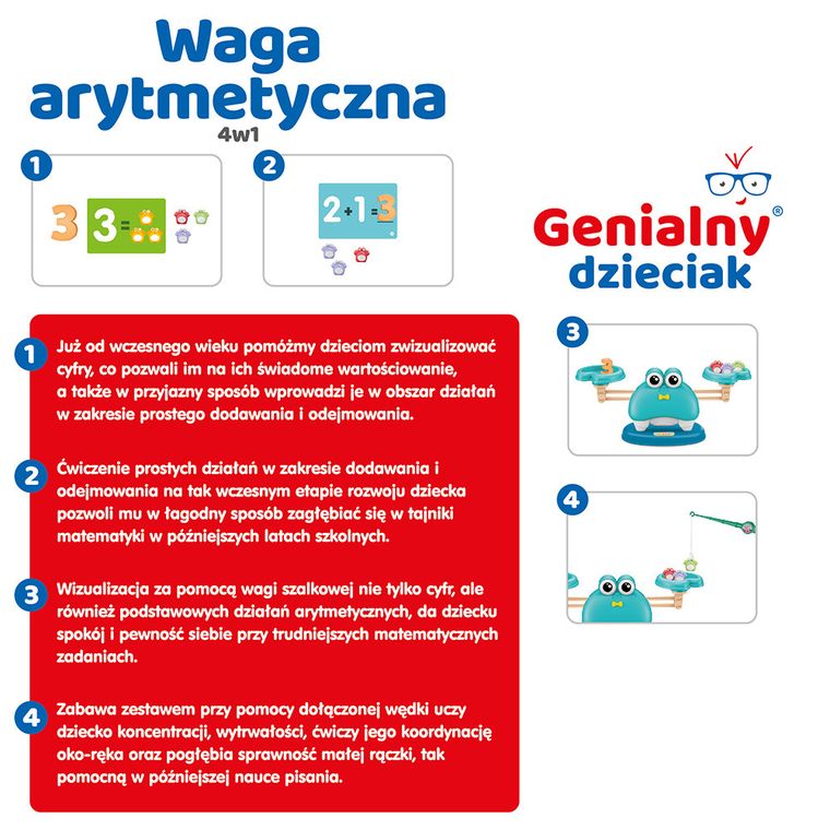 Askato, Genialny dzieciak, waga arytmetyczna krab z magnesami 4w1