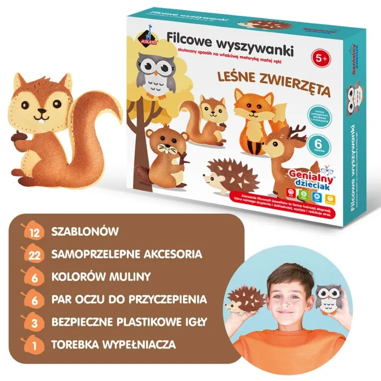 Askato, Genialny dzieciak, zwierzęta, filcowe wyszywanki